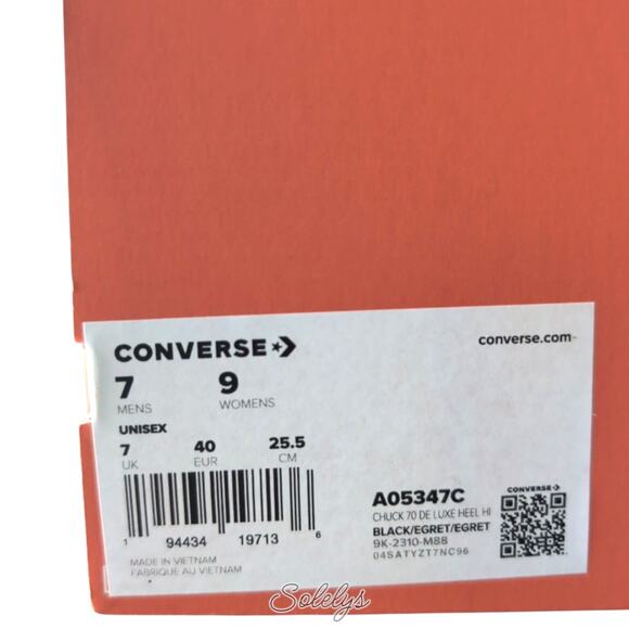 Converse Chuck 70 De Luxe Heel Platform Black Egret Sneaker Boot Womens 9 NEW - Picture 7 of 9